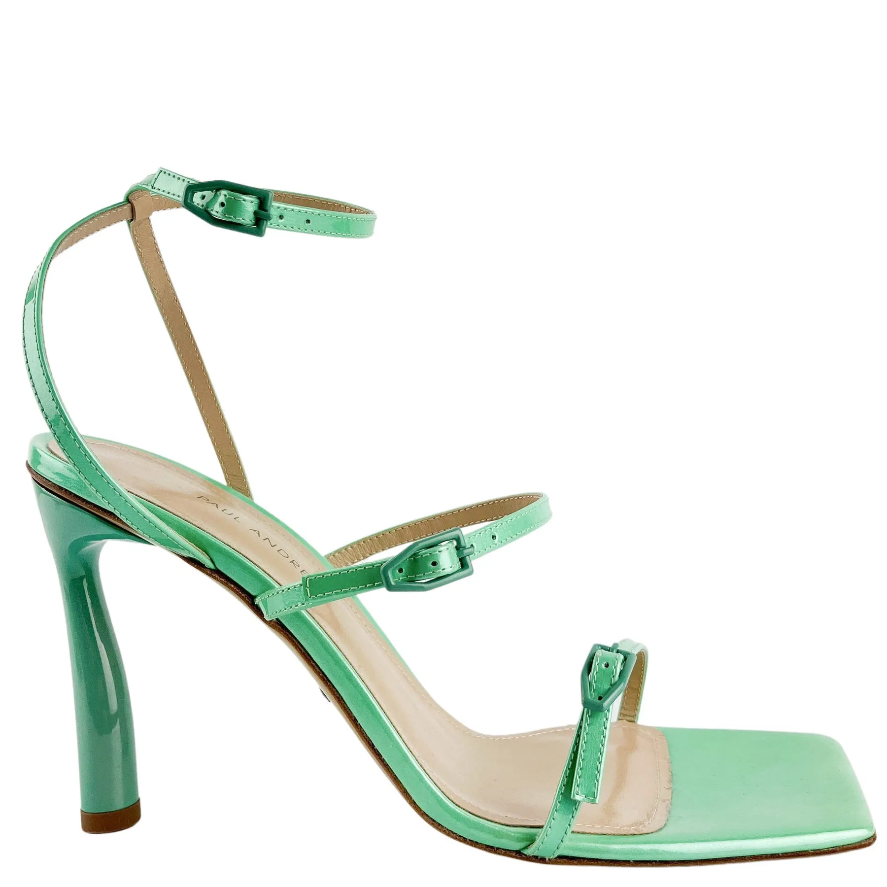 Paul Andrew Slinky Patent Sandals in Aqua